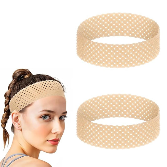 2 Pcs Silicone Wig Grip Band Adjustable, Elastic Wig Headbands, Fixed Non Slip Wigs Straps Women Men WigBands Sweat-Proof Hold WigCap Hairband for Keeping Wigs in Place(Skin Color)