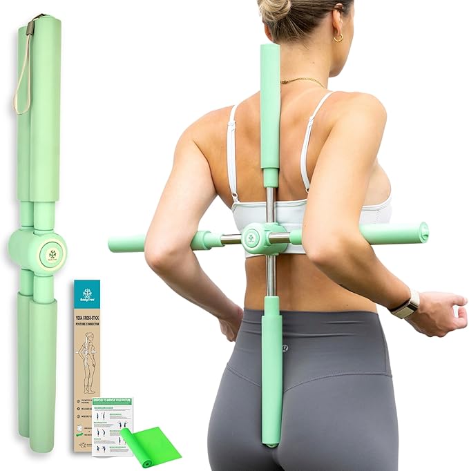 Posture Corrector Yoga Cross Stick - Back Pain Relief for Men Women - Stretcher and Straightener for Upper and Lower Back - Stretch Pole - Neck Hump Equipment bar Device Brace