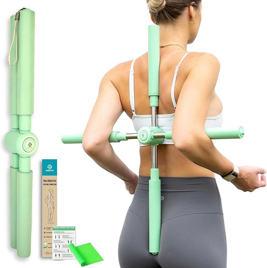 Posture Corrector Yoga Cross Stick - Back Pain Relief for Men Women - Stretcher and Straightener for Upper and Lower Back - Stretch Pole - Neck Hump Equipment bar Device Brace