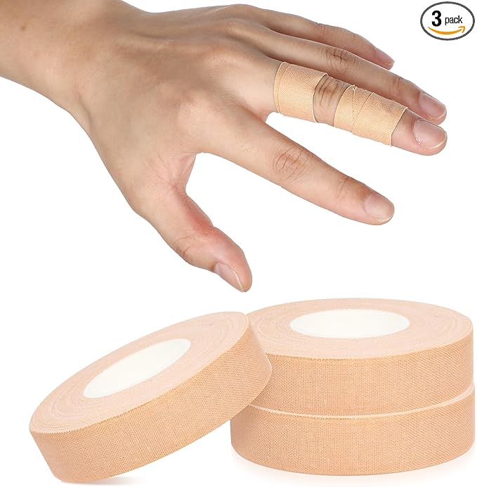 Finger Tape, 0.5 Inch x 10 Yard Nude Athletic Tape Extra Strong Adhesive, 3 Rolls Sport Tape, Medical Tape, Foot Tape for Rock Climbing, Grappling, Basketball, Lifters and BJJ Finger Tape
