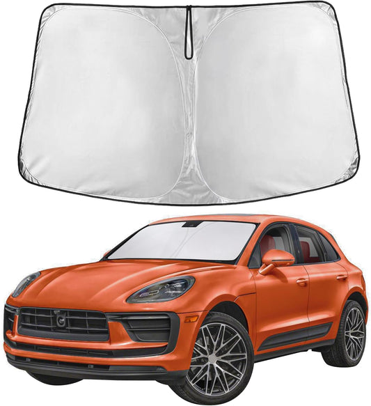 EcoNour Windshield Sun Shade Compatible for Porsche Macan (2014–2025) | Front Window Shade for Compact Luxury SUV | 4-Layer, 240T Sunshade Accessories | UV & Heat Blocker for Macan Windshield