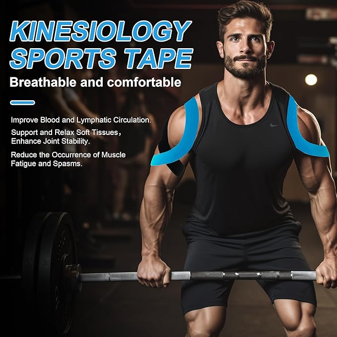 Superbe Precut Kinesiology Tape (3 Rolls Pack), Elastic Sports Tape for Pain Relief, Muscle Support, Recovery and Physio Therapy, Breathable, Waterproof (Blue Green Yellow)