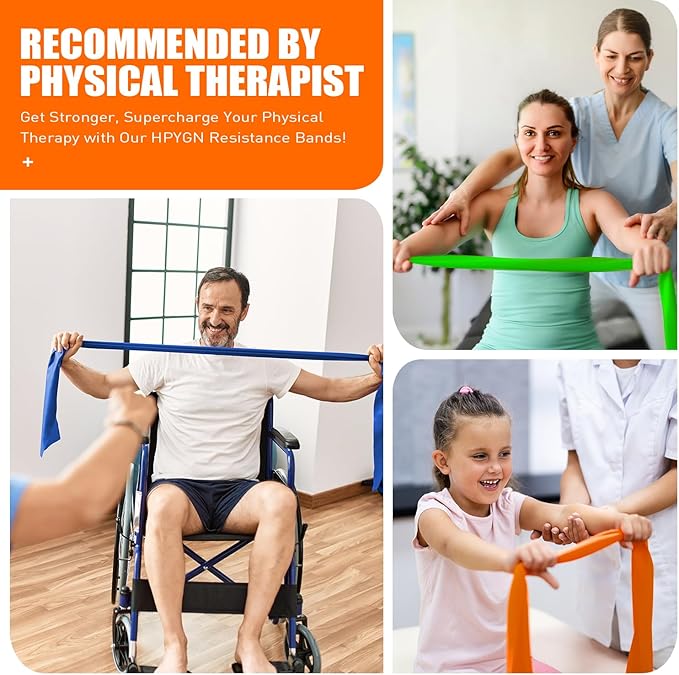 Resistance Bands, Exercise Bands, Physical Therapy Bands for Strength Training, Yoga, Pilates, Stretch Elastic Band with Different Strengths, Workout Bands for Home Gym