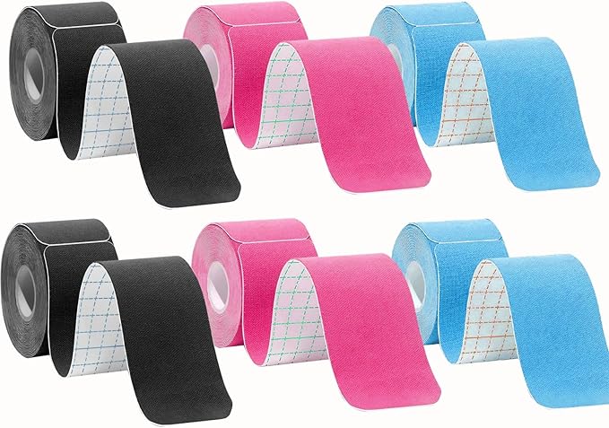 Kinesiology Tape Pro Athletic Sports Waterproof Breathable Latex Free Tape for Ankle Wrists Knees Elastic Running Tennis Swimming Football Sports Activities Tapes (6 Pack, Mixed Color)