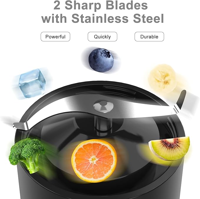 Portable Blender for Shakes and Smoothies 17Oz, Personal Blender 4000mAh USB Rechargeable, 500ml Portable Juicer for Kitchen/Travel/Gym(Black)