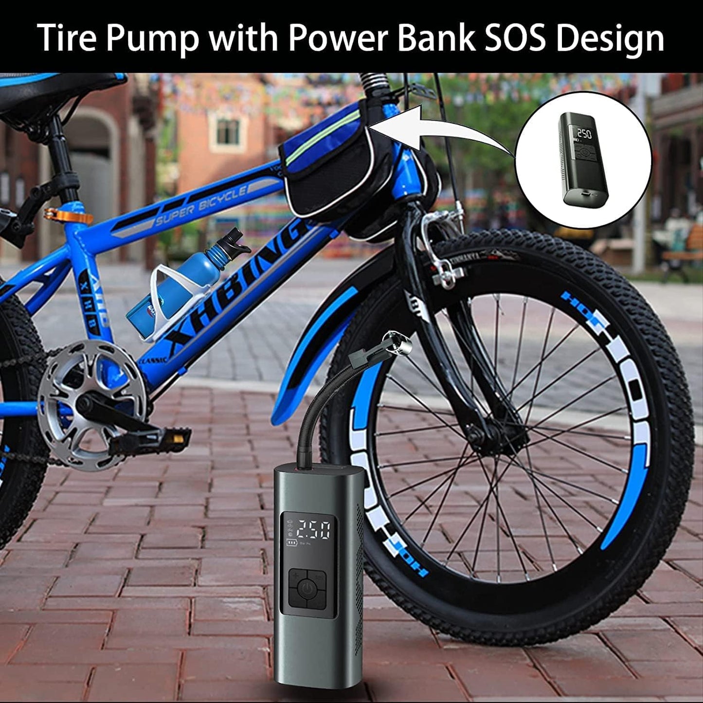 Tire Inflator Portable Air Compressor: Cordless Air Pump for Car Bike Motorcycle