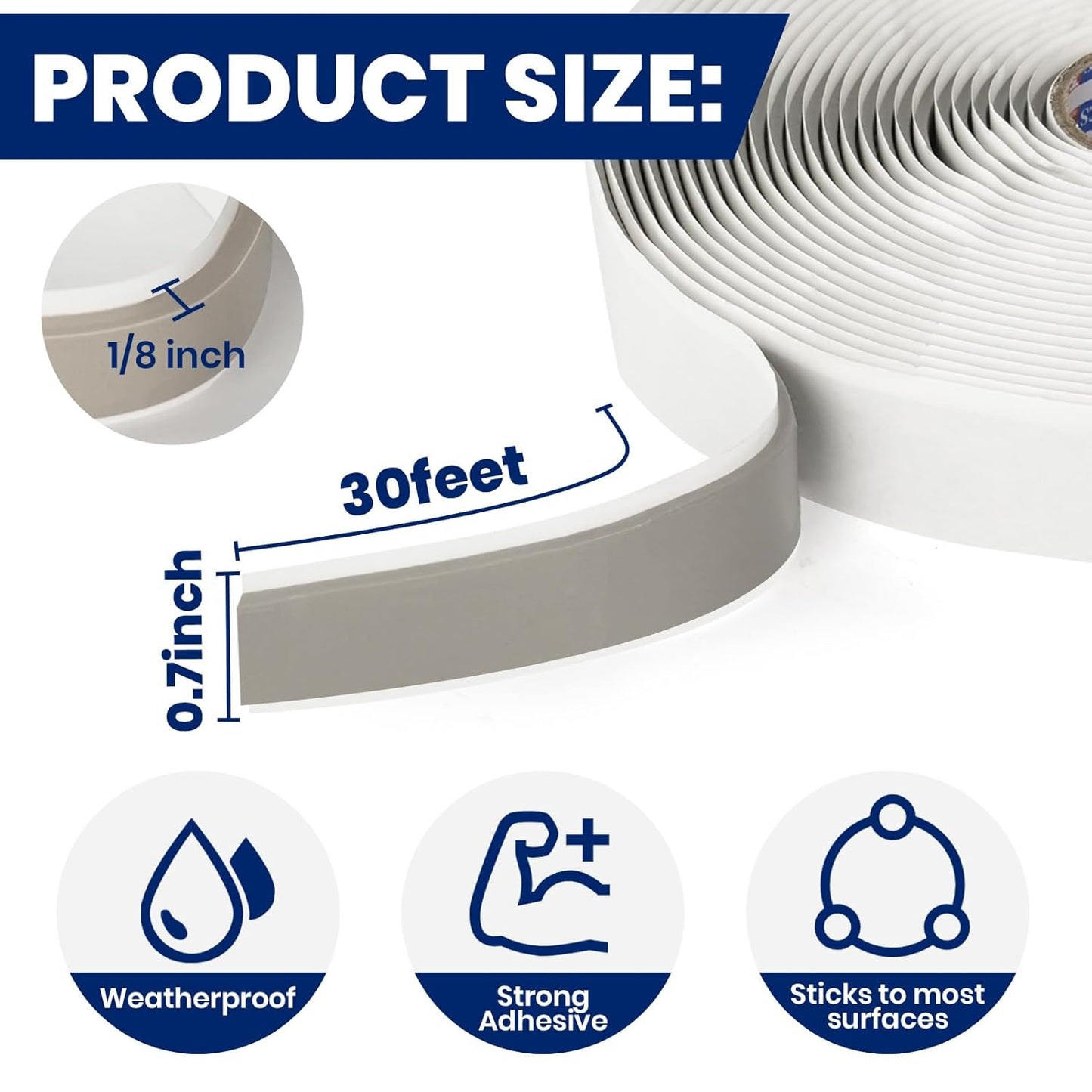 ADHES Premium Butyl Sealant Tape 3/4" x 30 'x 1/8", 2 Rolls Gray Butyl Rubber Sealant Tape for RVs, Vehicles, Marine and Home Repair – Ideal for Headlights, Windows, Doors, and Windshields