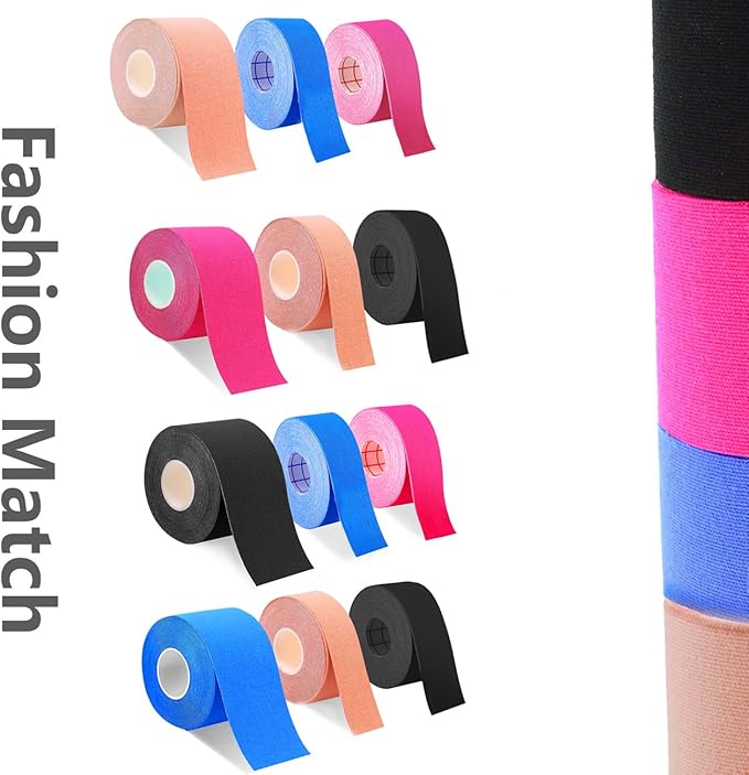 Kinesiology Tape Uncut Bulk Rolls Physical Therapeutic Tape for Sports/Athletic/Therepy 3-Pack 2 Inch x 16.4 Feet/ 1Inch x 16.4 Feet