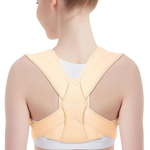 Posture Corrector for Women and Men, Adjustable Upper Back Brace for Clavicle Support and Providing Pain Relief from Neck, Shoulder, and Upper Back (Beige, Large/XLarge)