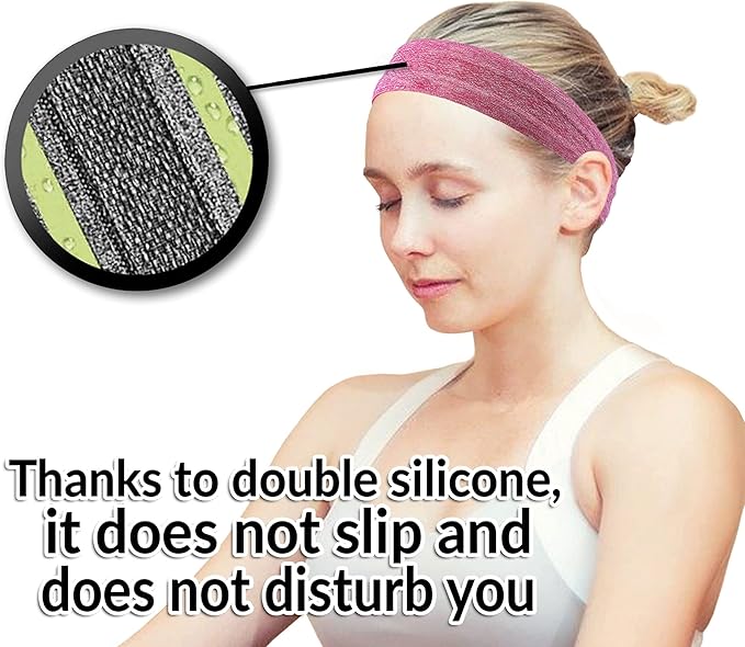 Sweat Bands Headbands for Women, Workout Headbands for Women, Moisture Wicking for Womens Sports Headband, All Hair Style and Head Size, Cool Feel, Quickly Dry (4PCS)