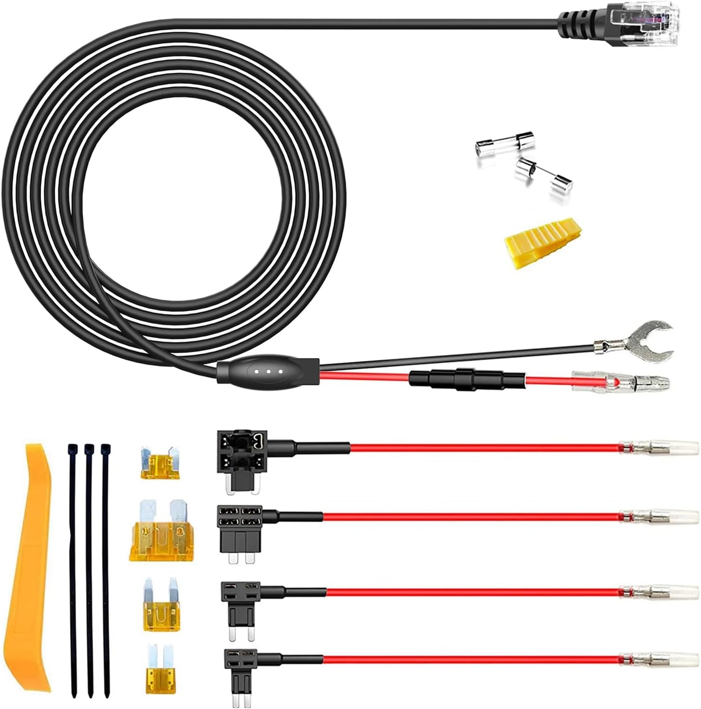 Radar Detector Rearview Mirror Rod Mounting Bracket and Radar Direct Power Cord Hardwired Kit and Fuse Tap(for Escort Max / Max2/ MAX360 Radar)