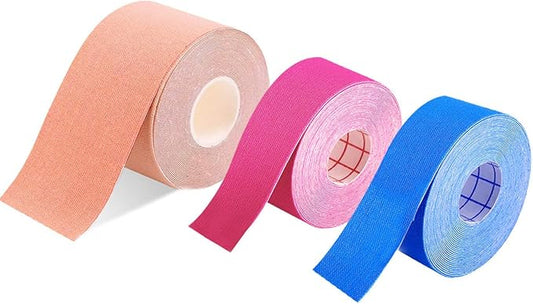 Kinesiology Tape Uncut Bulk Rolls Physical Therapeutic Tape for Sports/Athletic/Therepy 3-Pack 2 Inch x 16.4 Feet/ 1Inch x 16.4 Feet