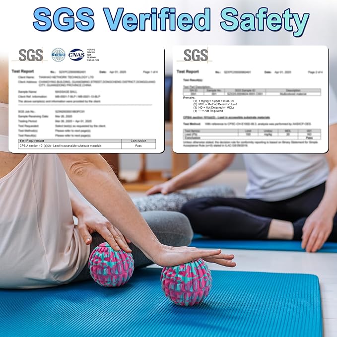 Deep Tissue Massage Ball for Exercise & Recovery - SGS Certification - Targets Back, Shoulder, Legs&Feet - Relieves Muscle Knots, Joint Pain&Tightness, Pressure Point Therapy- Myofascial Release Ball