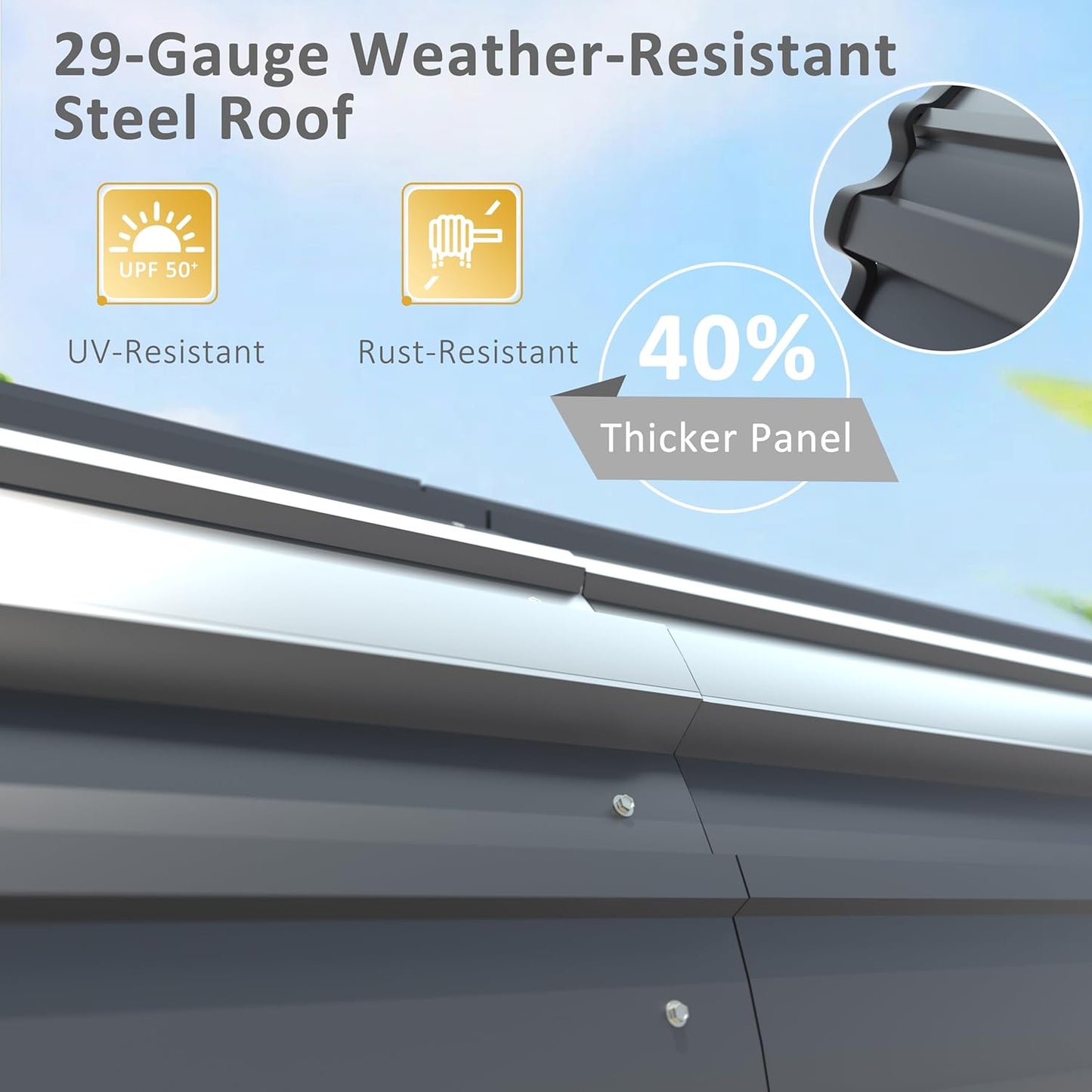 12x20 FT Outdoor Carport with Metal Roof, Heavy Duty Metal Carport Canopy, Garage Car Shelter Shade for Car, Truck, Boat, Gray