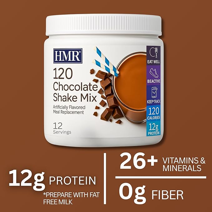 HMR 120 Chocolate Shake Meal Replacement Powder | Chocolate Shake Mix to Support Healthy Weight Loss | 12g of Protein | Nutritional Drink | Low Calorie Food | 12 Servings