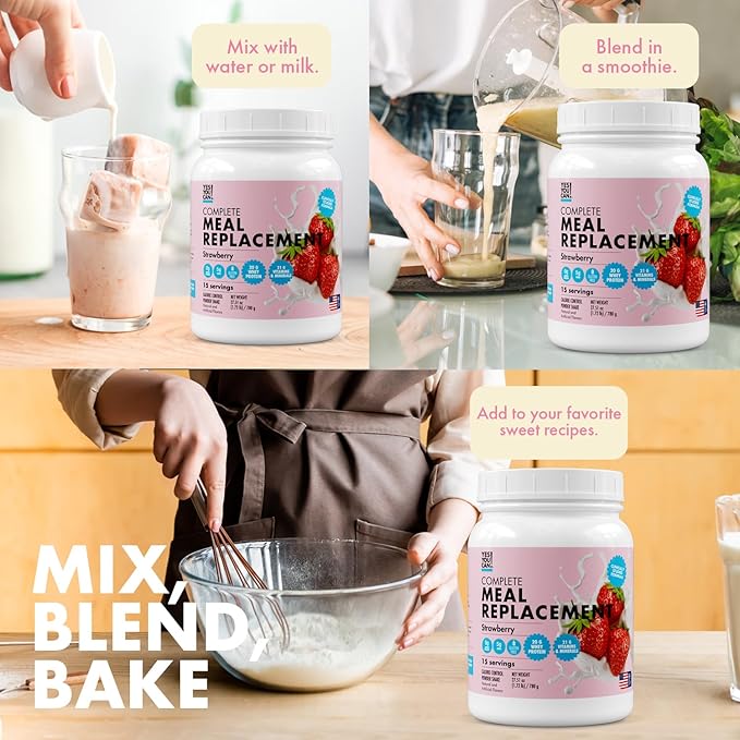 Yes You Can! Meal Replacement Shake - 20G Protein, 5G Fiber, 21 Vitamins & Minerals - Meal Replacement Protein Powder - Complete All-in-One Nutrition - 15 Servings (Strawberry) - 2 Pack
