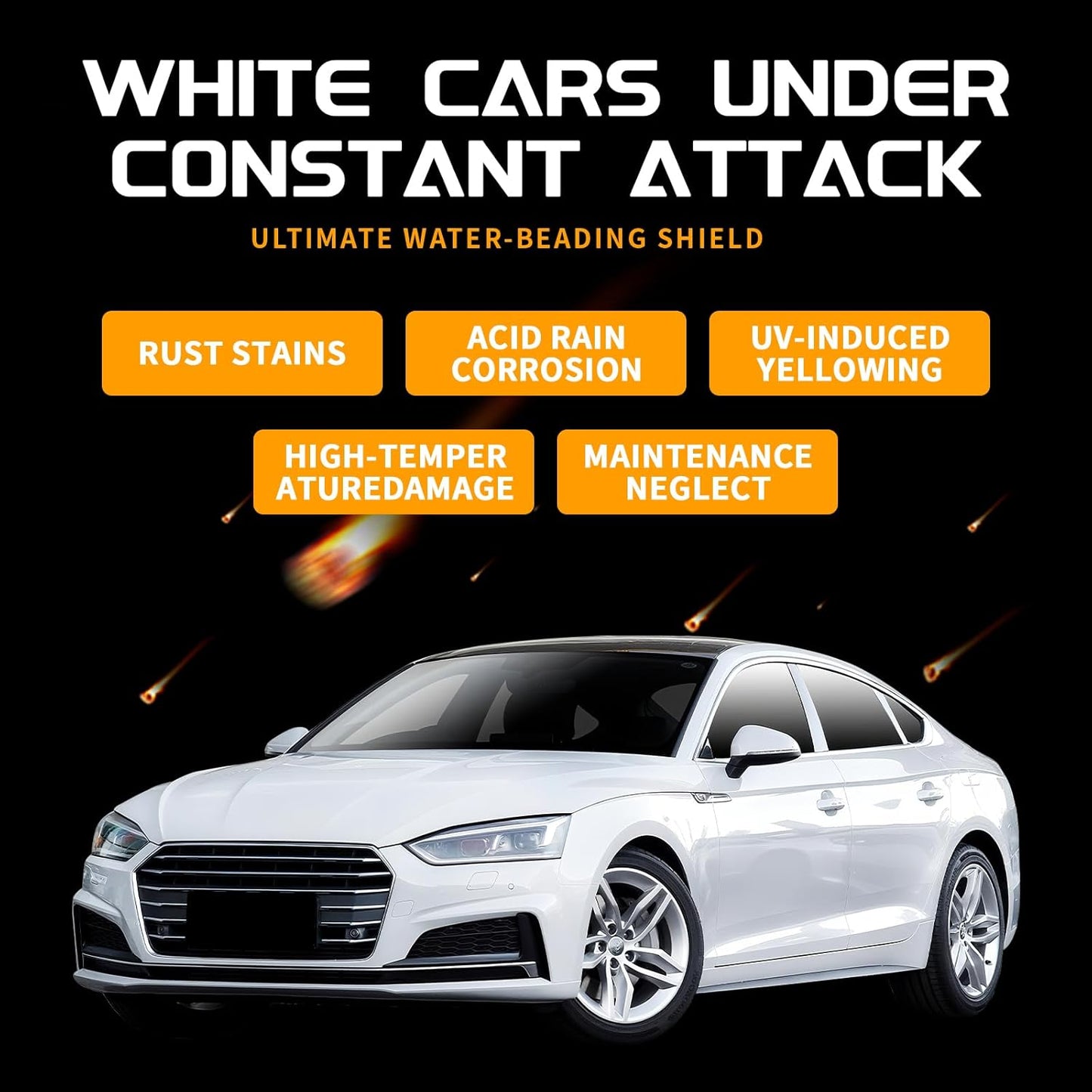 Car Wax for Light & Metallic Cars | White, Silver, Pearl | Anti-Yellowing Carnauba | 90° Water Beading & UV Shield