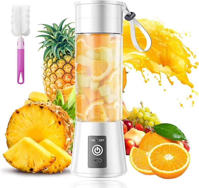 Portable Personal Size Mini Blender - 2025 Upgraded Cordless Blender for Smoothies & Shakes, Type-C Rechargeable, 380Ml Traveling BAP Free Juicer Cup for Sports/Travel/Home, 20000Rpm/Min Speed