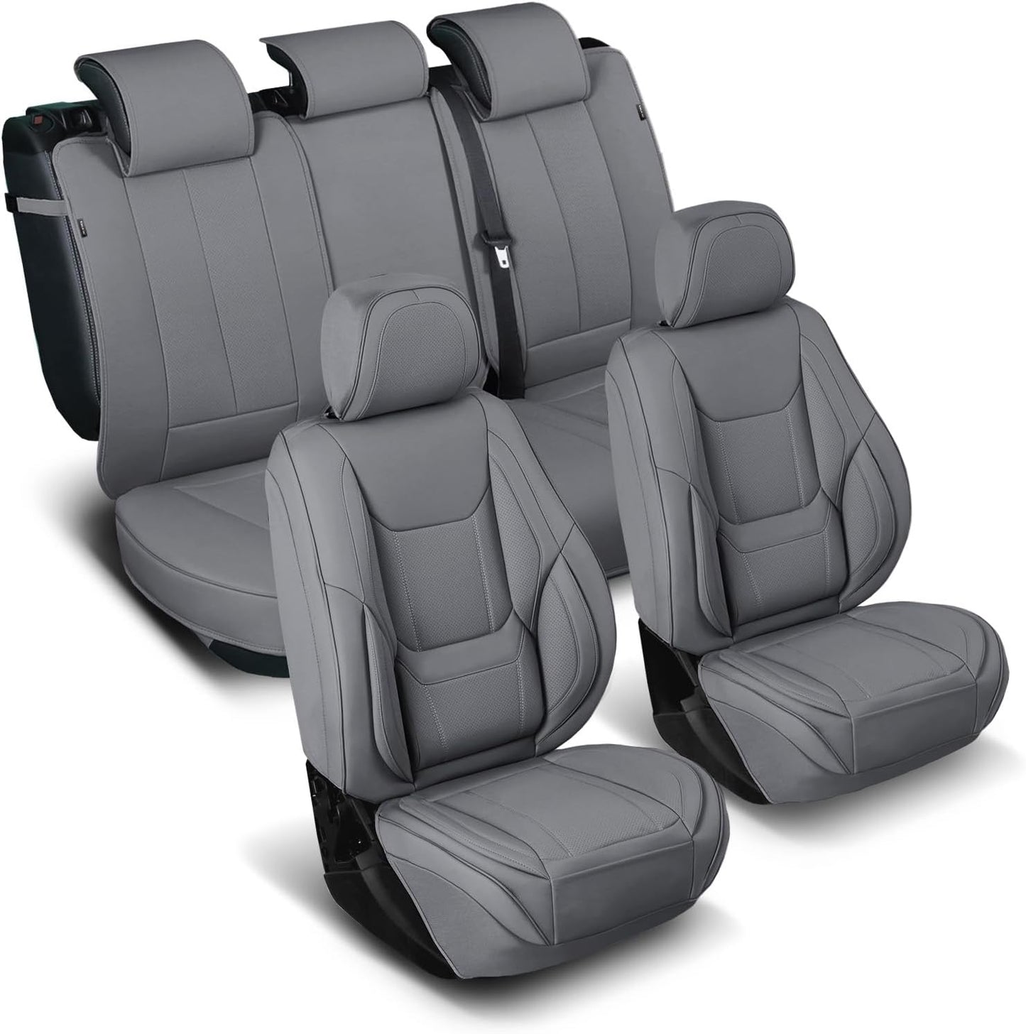 Coverland Custom Car Seat Covers Compatible with Ranger Super Cab, SuperCrew Cab - Premium Leather Non-Slip Memory Foam Waterproof Interior Protector Full Set-Dark Gray [See Size Chart-Size X120]