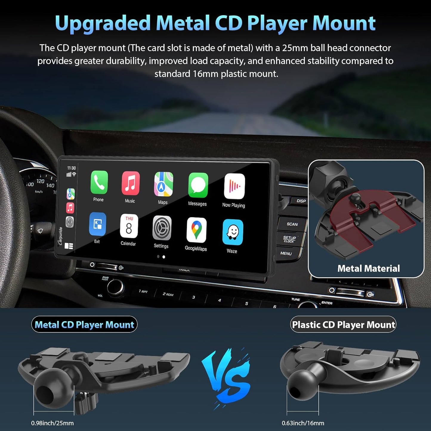 CARPURIDE Wireless CarPlay & Android Auto 4+64GB 8-Core, Online & Offline GPS Navigation 10.26 inch Car Play Screen, G00GLE Play, Mirror Link, Bluetooth, GPS-Antenne, Backup Cam