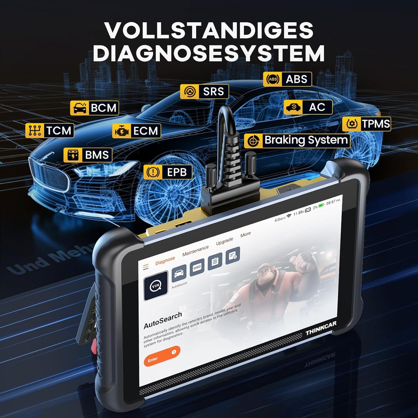 THINKCAR OBD2 Scanner Diagnostic Tool Lifetime Free, ThinkScan 689 Car Scan Tool with 34 Reset Function,Scanner for Car with 3000+ Active Test,Advanced ECU Coding BI-Directional,FCA Online Service