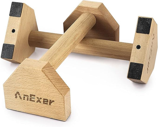 Push Up Stands, Handstand Parallettes Bars, Solid Wood Push Up Bars with Non-Slip Mat Push up Handles for Floor Exercise Home Workout Equipment for Men & Women Strength Training