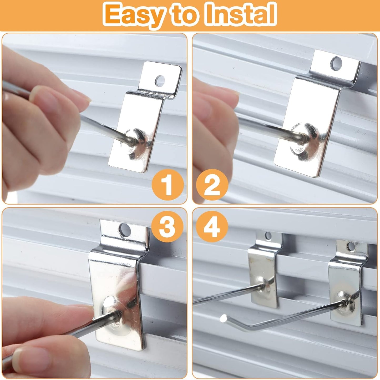 Moxweyeni 100 Pcs Heavy Duty Slatwall Panel Hooks Hanging Metal Slat Wall Hanging Hooks Silver Slat Wall Hanger Commercial Grade Slatwall Pegs Accessories for Shop Retail Display(6 Inch)