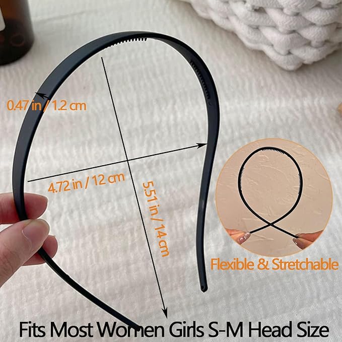 10 Pack Flex No Pressure Headbands for Women - Comfortable Plastic Headbands with Teeth