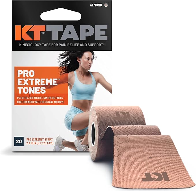 KT Tape, Pro Extreme Synthetic Kinesiology Athletic Tape, 20 Count, 10” Precut Strips