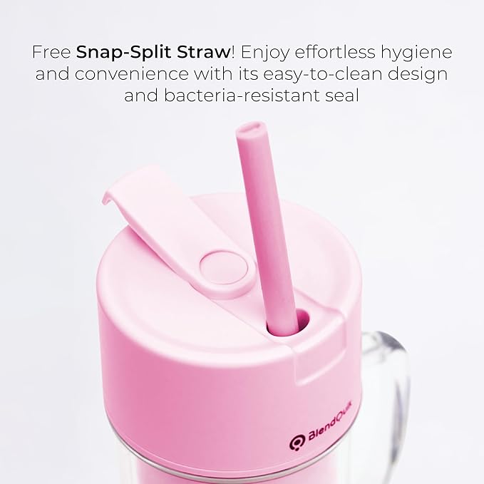 Personal Portable Blender For Shakes & Smoothies, Leakproof & Stylish Portable Mason Jar Shaker, Rechargeable Mini Blender with 10-Blade Blending System 14oz, Pink