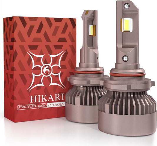 HIKARI WINGS 9005 Foglight Bulbs, 50000LM Super Bright, 6000K Cool White HB3 Light Bulbs, IP68 Waterproof, Pack of 2