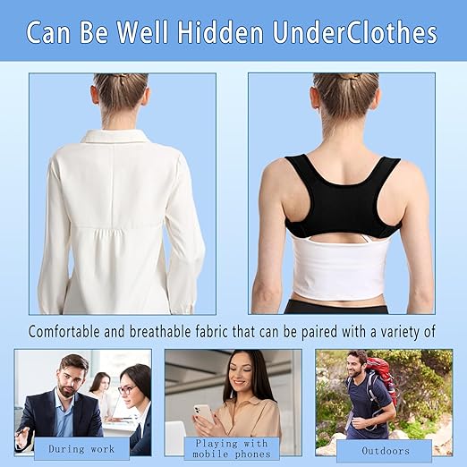 Posture Corrector for Women and Man - Posture Trainer for Neck Hump & Scoliosis Correction | Adjustable, Comfortable, and Pain-Relieving | Ideal for Desk Workers & Long-Term Wear(One Size）