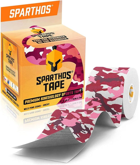 Sparthos Kinesiology Tape - Incredible Support for Athletic Sports and Recovery - Free Kinesiology Taping Guide! - Uncut 2 inch x 16.4 feet Roll