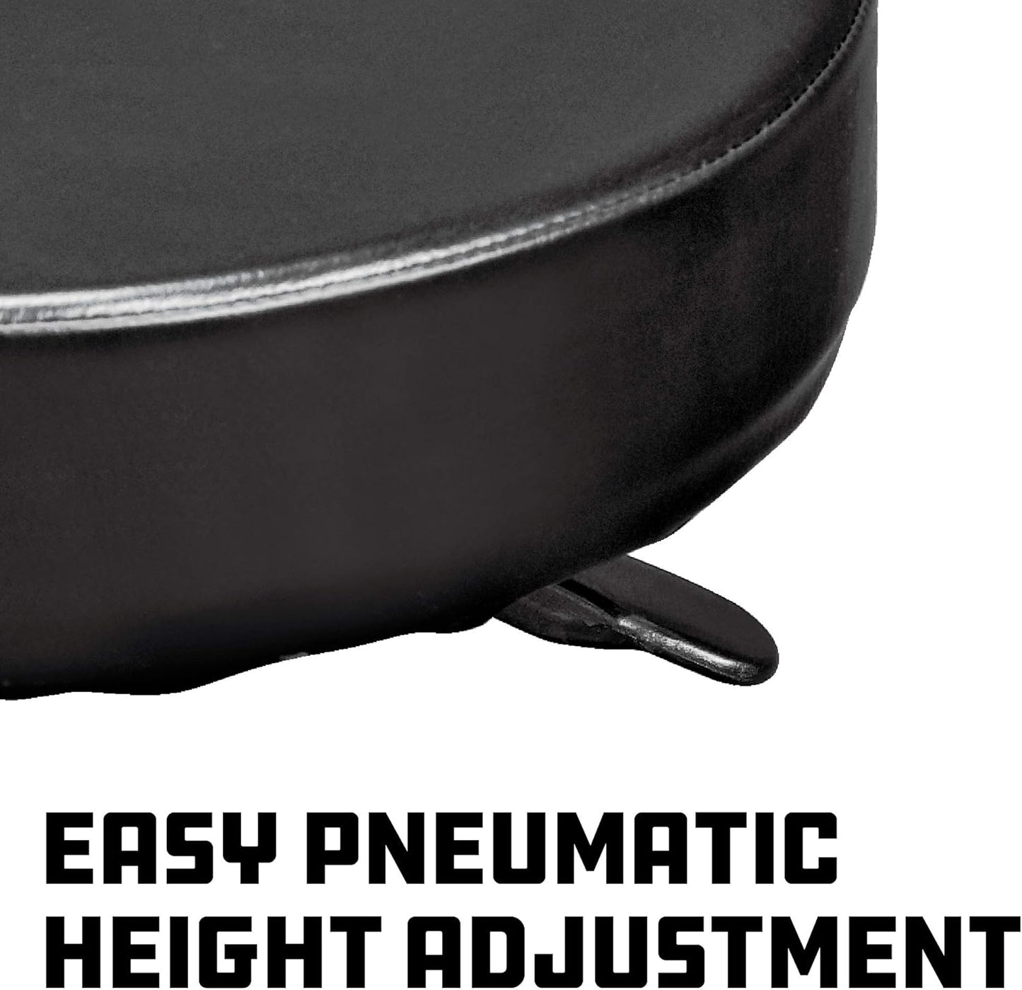 Powerbuilt Rolling Seat, Height-Adjustable Garage Stool with Tool Tray, Smooth and Padded for Car Repair, Detailing, Comfort - 640834, Black