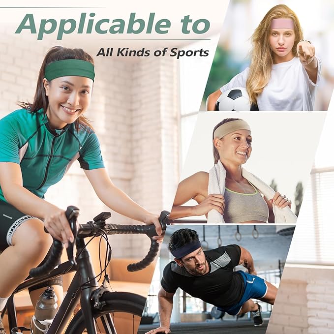 Headbands for Women Non Slip - 7PCS Fashion Sports Hair Bands for Women's Hair, Soft Cotton Cloth Stretchy Headbands for Women for Workout Yoga Running