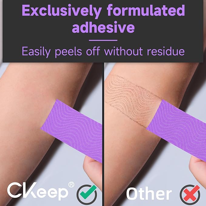 CKeep Uncut Kinesiology Tape(2 Rolls), Original Cotton Elastic Premium Athletic Tape,Latex Free Hypoallergenic, 2inch x 16ft, Purple