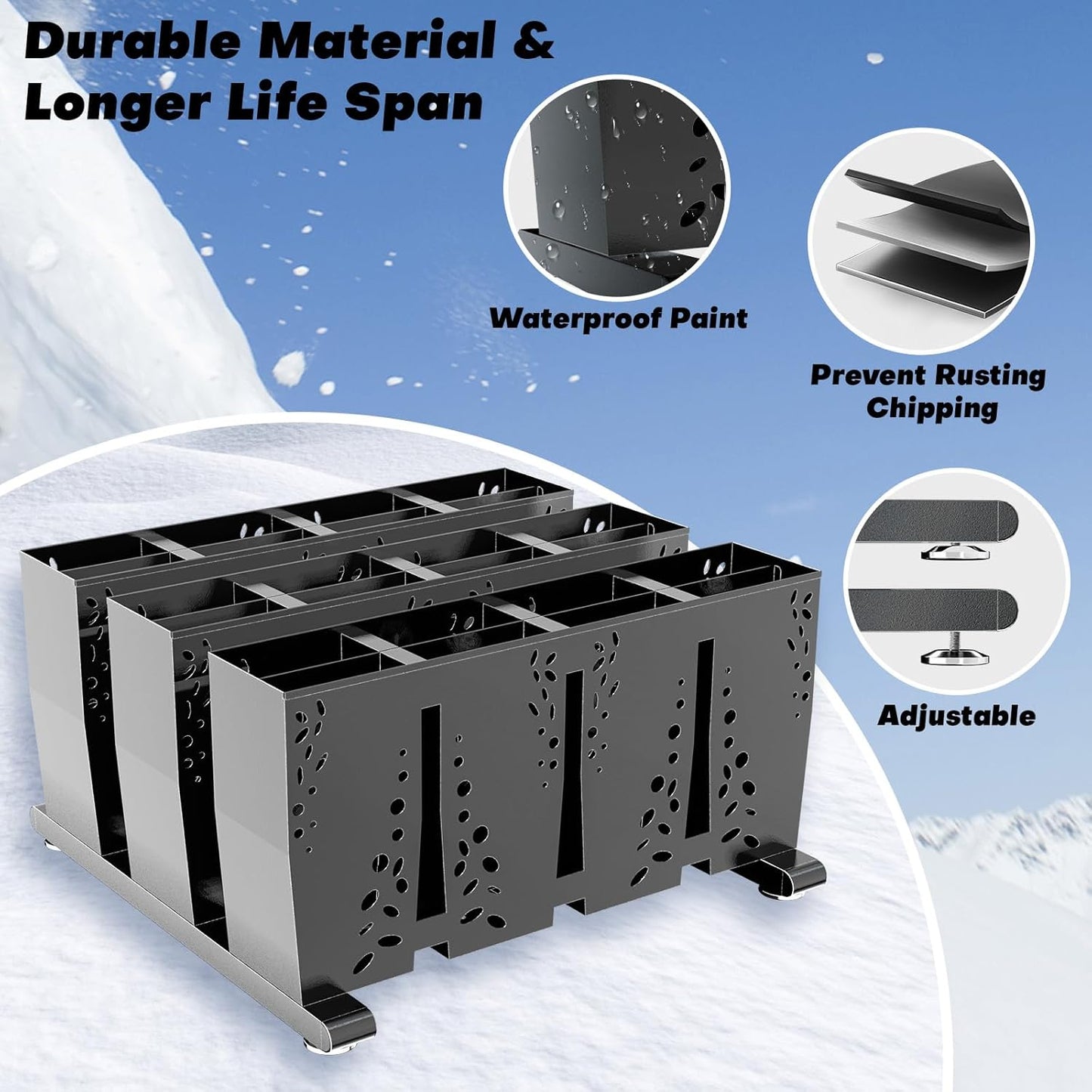 Heavy Duty Metal Ski Storage Rack, 12 Pair Freestanding Steel Ski Holder, Floor Stand Ski Organizer Rack, Snowboard Floor Stand Organizer for Garage and Home