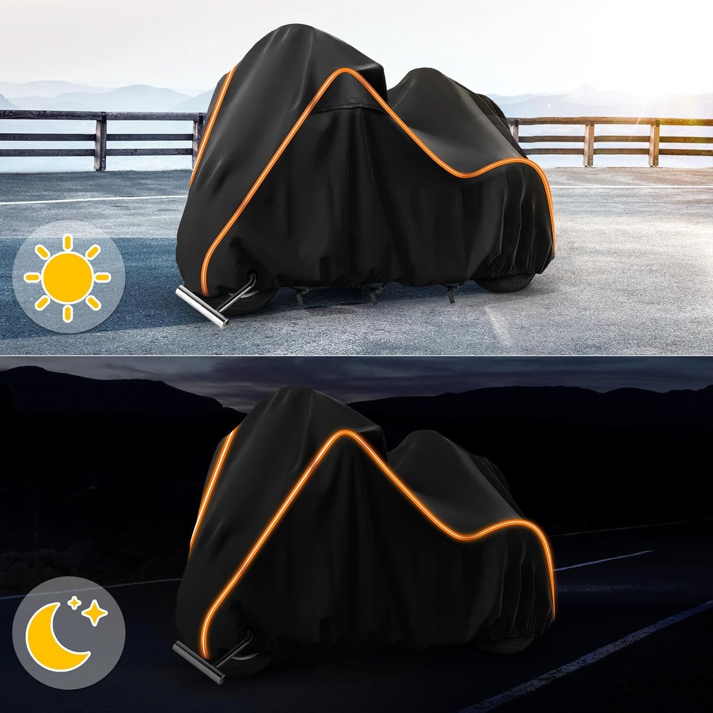420D Motorcycle Cover for Trike Models Freewheeler, Tri Glide Ultra and CVO Version, Outdoor Bike Cover Windproof Heavy Duty Waterproof Protection(with Antenna Openings&Exhaust Heat Insulation)