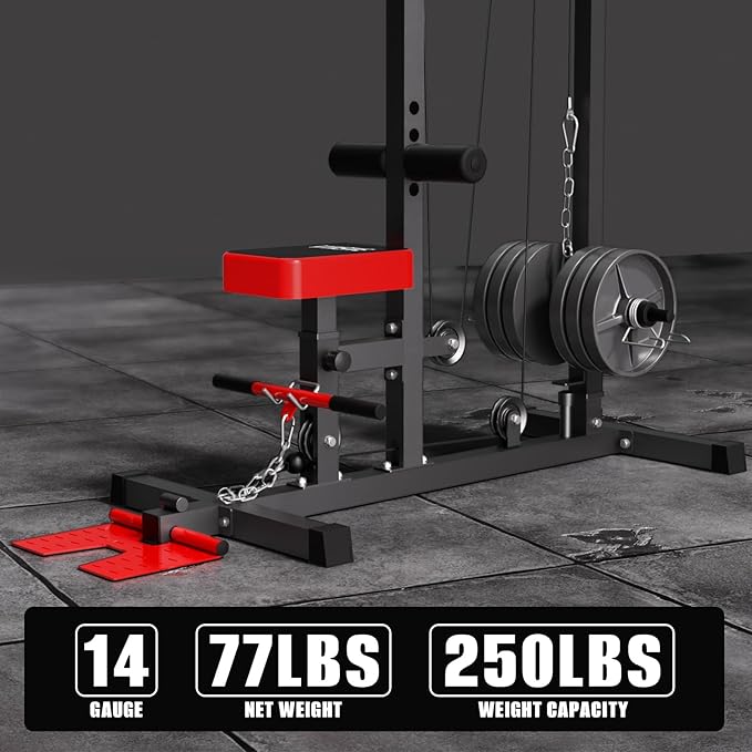 VANSWE LAT Pull Down Machine Low Row Cable PullDown Machine with AB Crunch Harness and Removable Flip-up Foot Plate