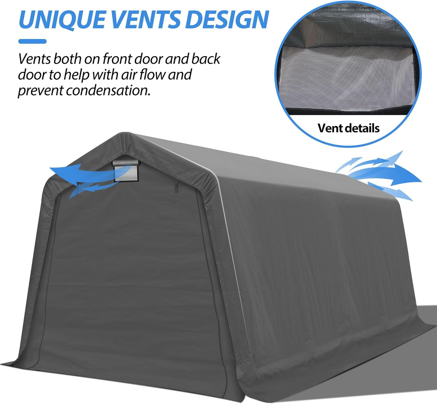8' x 14' Outdoor Storage Shelter Shed, Portable Storage Shed Heavy Duty Portable Garage with Roll-up Zipper Door for Generator, Vehicles,Motorcycle