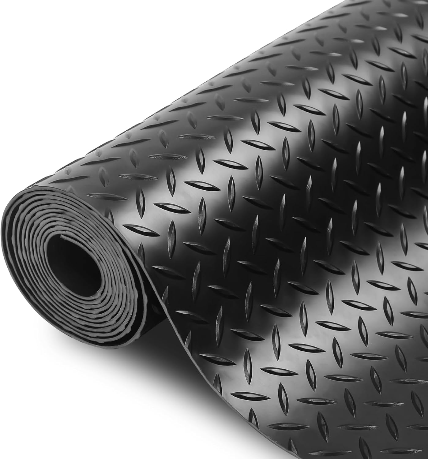 SEAL 6 x 8 Ft Premium Garage Floor Mat, Solid 2.8mm Thickened Black Commercial Grade Heavy Duty Parking Mat for Garage Floor, Golf Cart, Water/Stain Resistant Floor Runner (Embossed Diamond Plate)