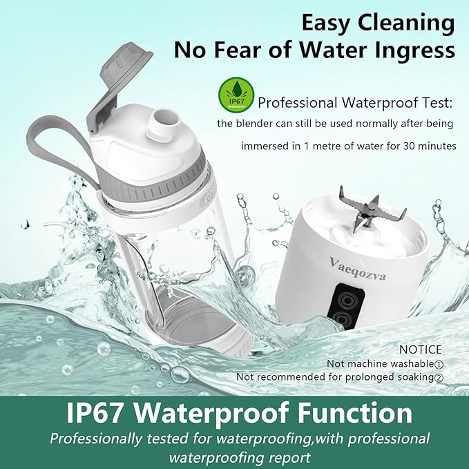 Portable Blender, Portable Personal Blender Smoothies 24oz 300W Travel Blender USB-C Rechargeable Blender Portable Blending Shakes Frozen Drinks BPA-Free Gym/Kitchen(Grey White)