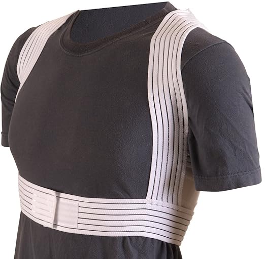 DMI Posture Corrector for Men and Women, Adjustable Criss-Cross Support for Reducing Back Pain and Strain, Comfortable and Breathable, Machine Washable, White, Large, 42" to 44" Chest Size