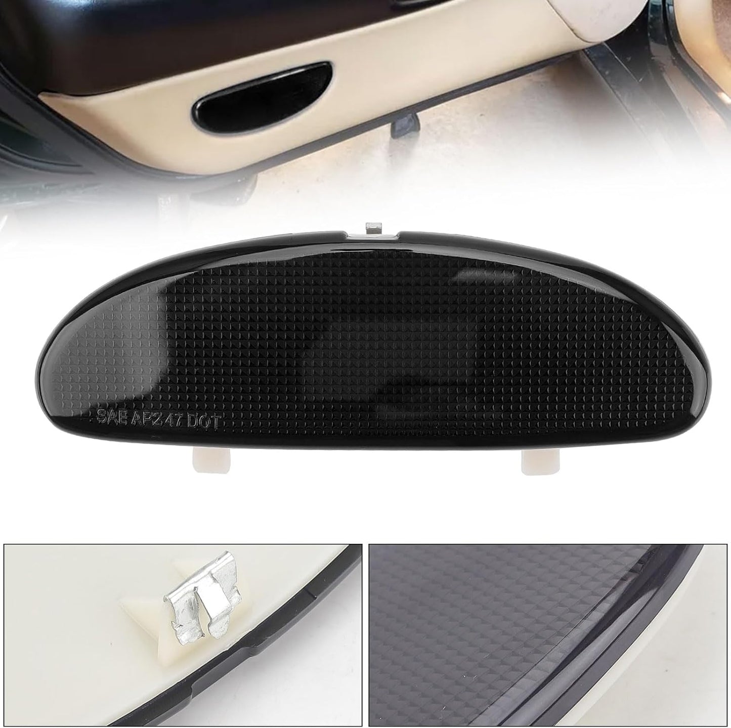 DERI Car Front Inner Door Panel Reflector Plate with Buckle Compatible with C5 Corvette 1997-2004, Left or Right Side Door Panel Reflector Assembly Replace 10295148 (Black)