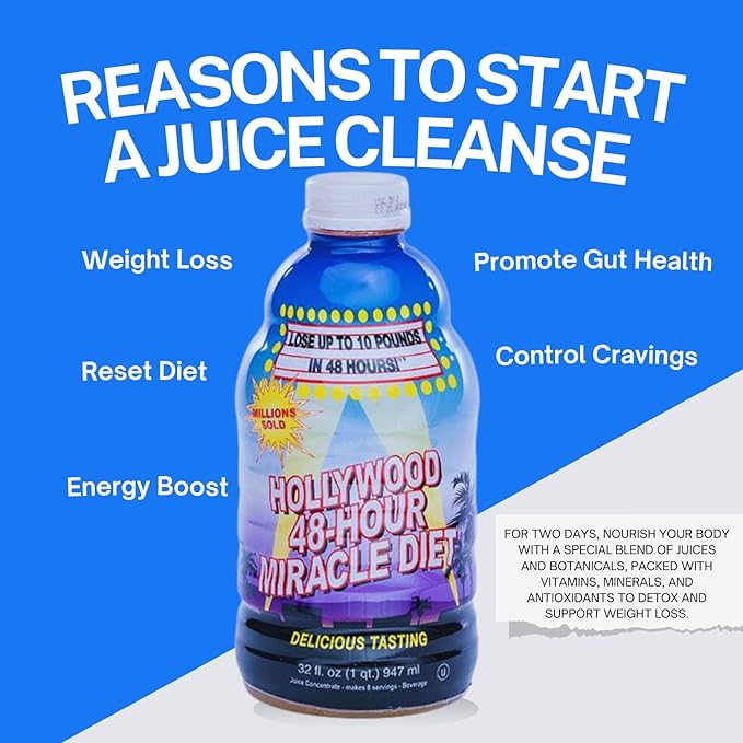 48-Hour Miracle Fruit Juice Cleanse Diet 2-Pack, Detox Cleanse for Weight Loss & Rejuvenation, Food Replacement, Fast Acting Diet, Weight Loss Drink, 32 Fl. Oz.