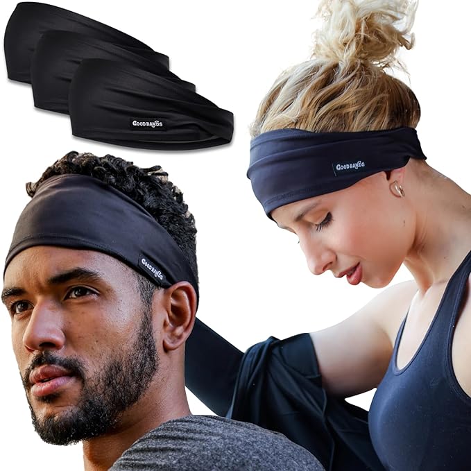 Sweatband for Men and Women - Unisex Headband That Wicks Moisture and Eliminates Excess Sweat - Durable & Long-Lasting - Running, Sports, Football, Triathlons, Construction, Yoga, Gym