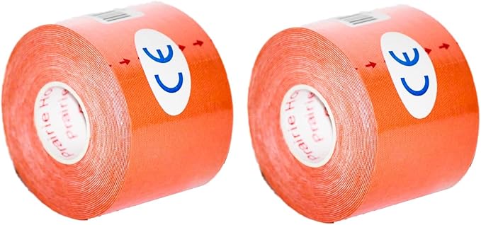 Kinesiology Tape Pro, Athletic Waterproof Muscle Support Adhesive Kinesio Sport Tape for Athletes 2 inches x 16.4 feet, 2 Rolls, Orange