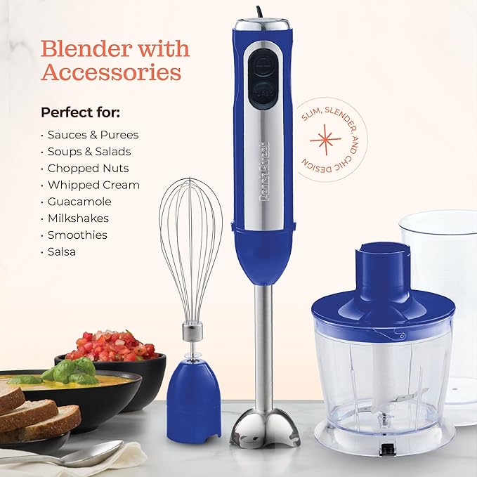 Multi-Use Immersion Blender Set, Hand Blender with Powerful Copper Motor 800W, High Speed, Turbo Mode, 3-in-1 Handheld Blender Stick Stainless Steel Blades, Whisk, Beaker, Measuring Marks, and Chopper