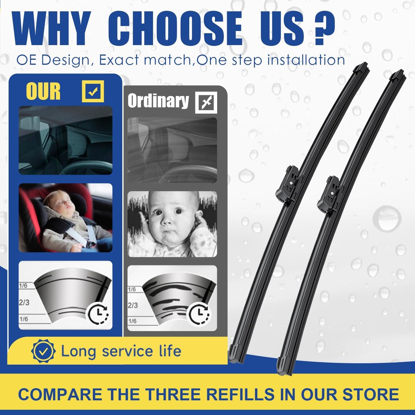 3 Wipers Factory Replacement For 2018-2021 2022 VW Volkswagen Tiguan /2019 2020 2021 2022 2023 Volkswagen Touareg Original Equipment Wiper Blades Set 25"+22"+15" (Set of 3)