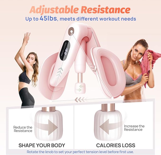 Thigh Master Thigh Exerciser for Women, Upgraded Inner Thigh Exerciser Pelvic Floor Exercise Kegel Hip Trainer, 45lb Thighmaster Home Gym for Legs Strengthen Machine